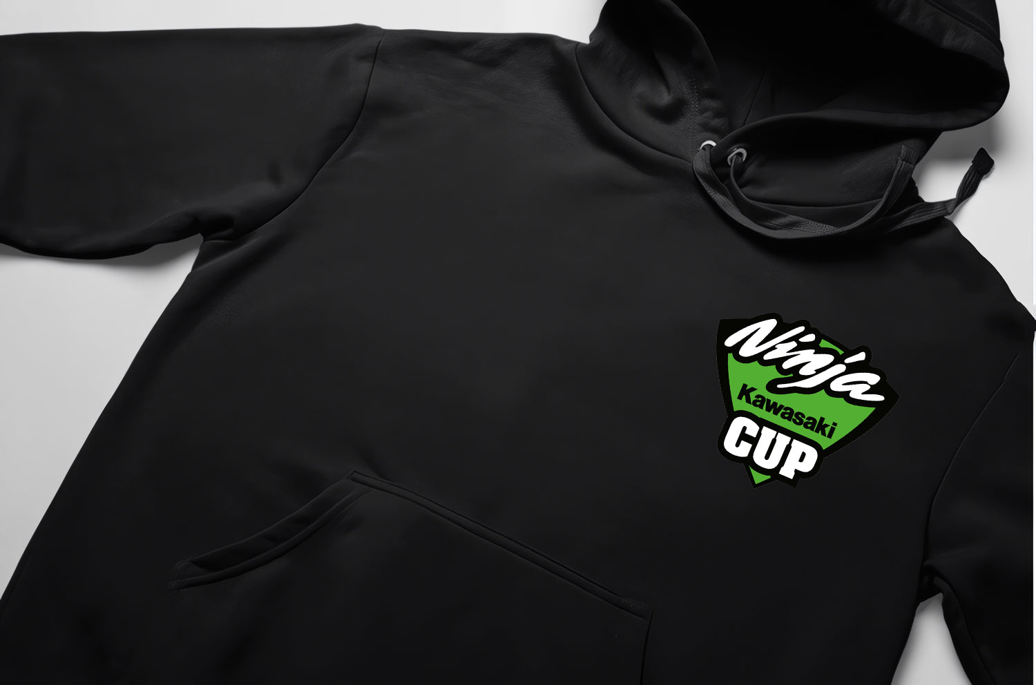 Kawasaki Ön Ve Sırt Baskılı Siyah 3 Ip Kalın Kumaş Unisex Sweatshirt Hoodie