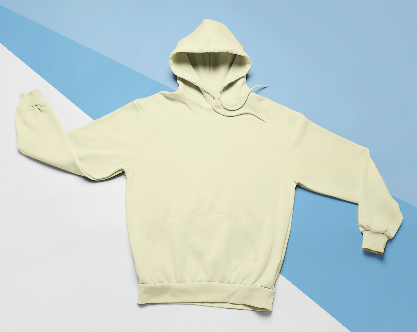 Krem Rengi Basic Regular Fit Hoodie – Unisex, Premium 3 İplik Şardonlu Kapüşonlu Sweatshirt