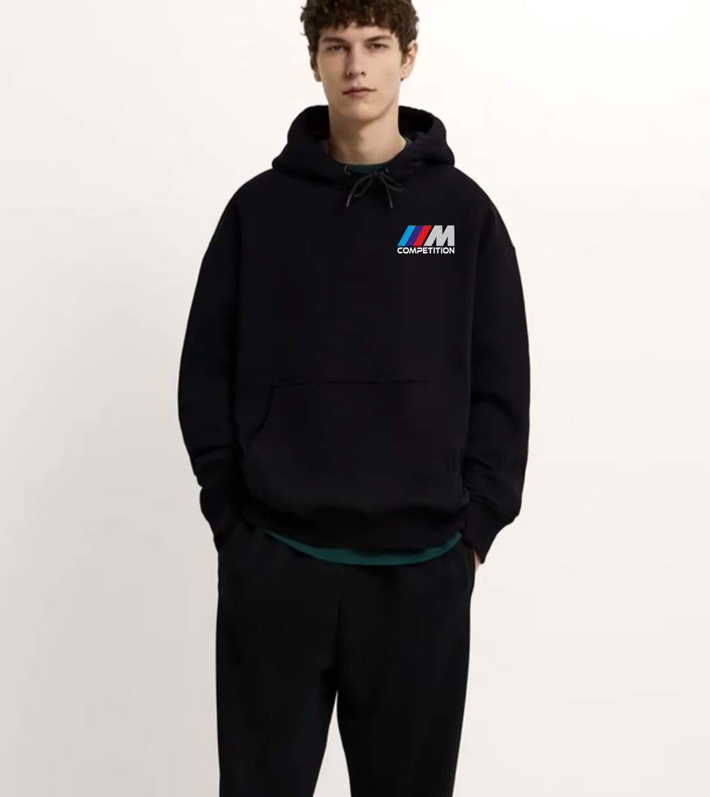 BMW M4 Ön Ve Sırt Baskılı Siyah 3 Ip Kalın Kumaş Unisex Sweatshirt Hoodie