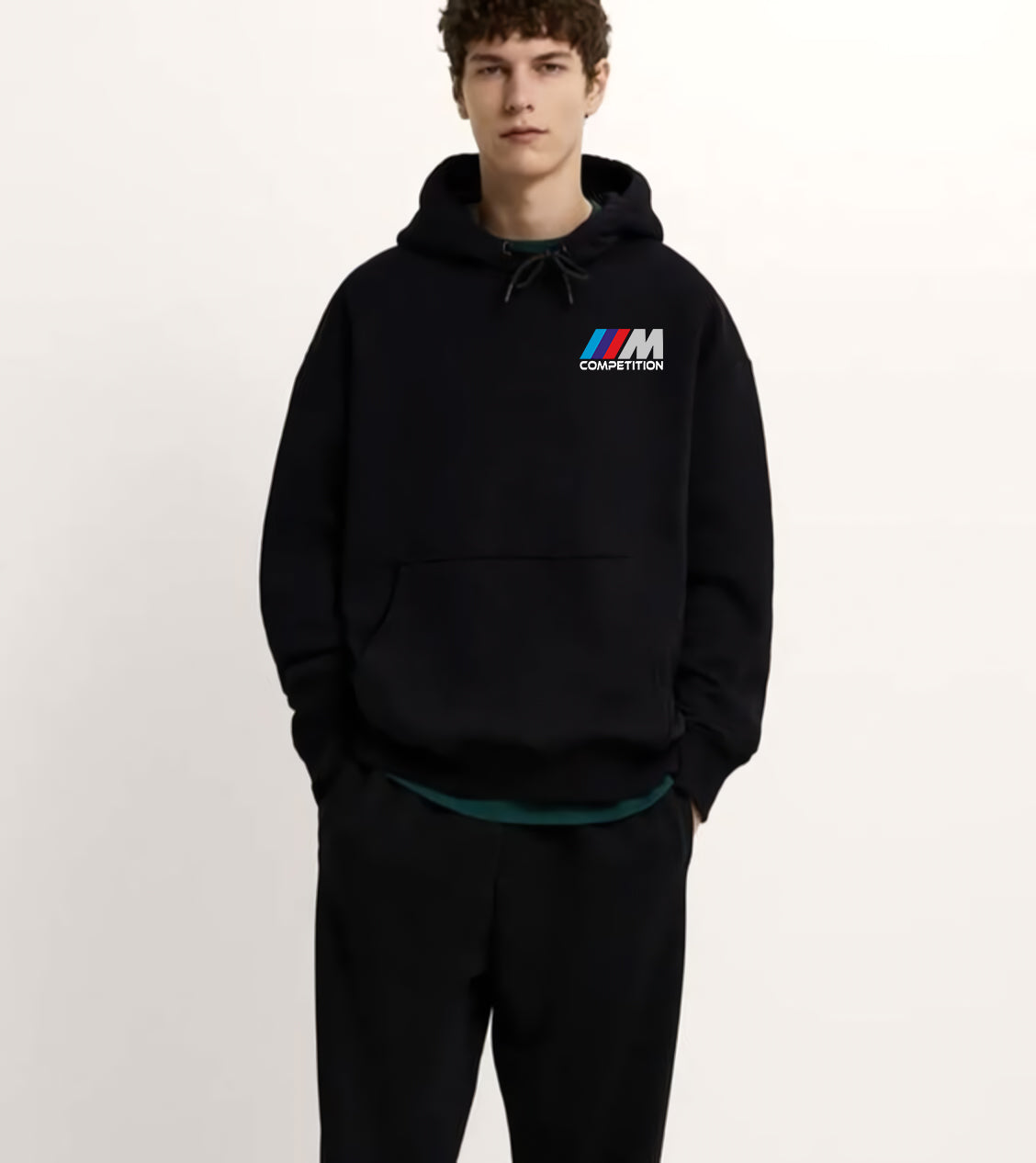 BMW M4 Ön Ve Sırt Baskılı Siyah 3 Ip Kalın Kumaş Unisex Sweatshirt Hoodie