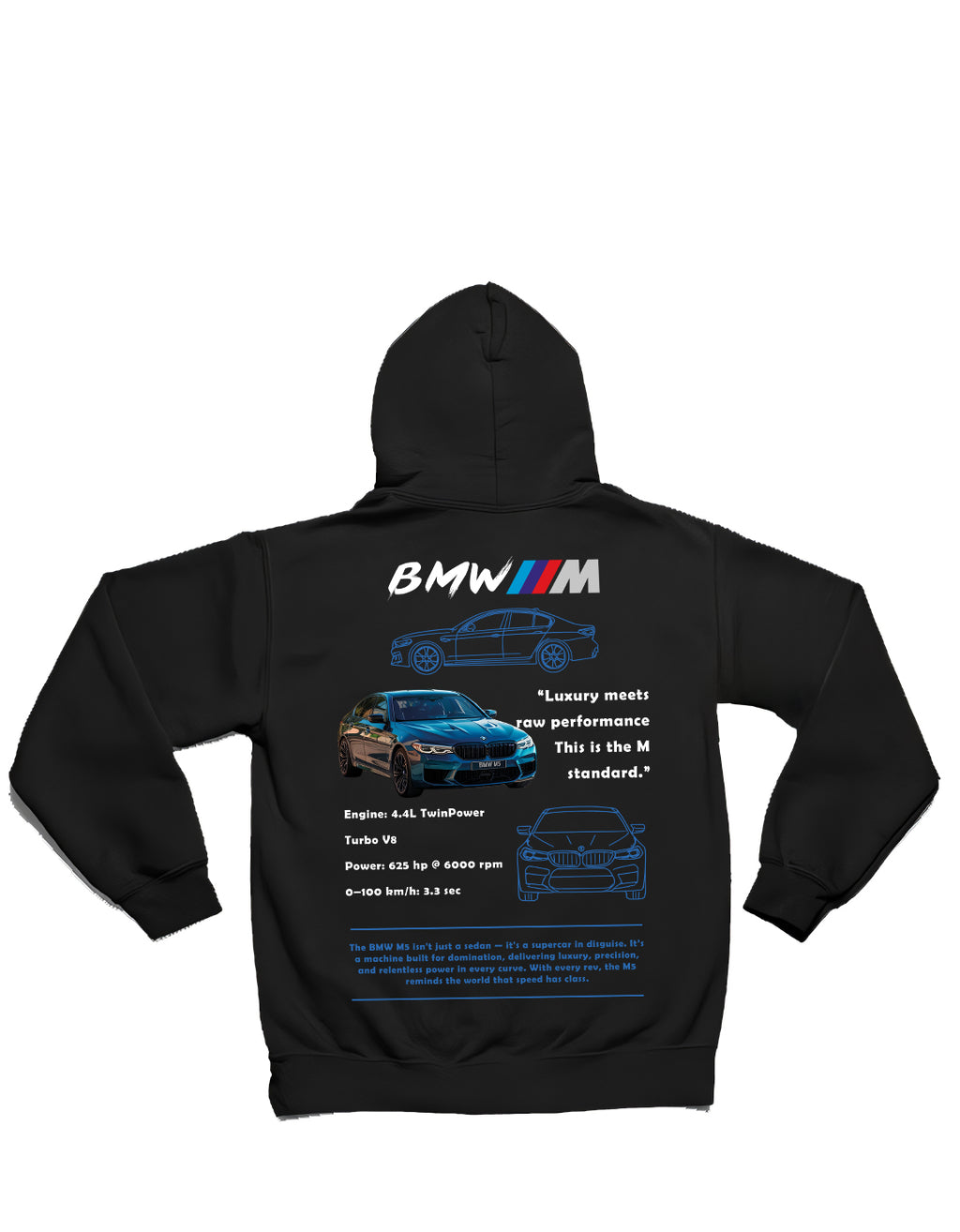 BMW M5 Hoodie – Limited Edition, Unisex Oversize Kapüşonlu Sweatshirt, 3 İplik Şardonlu