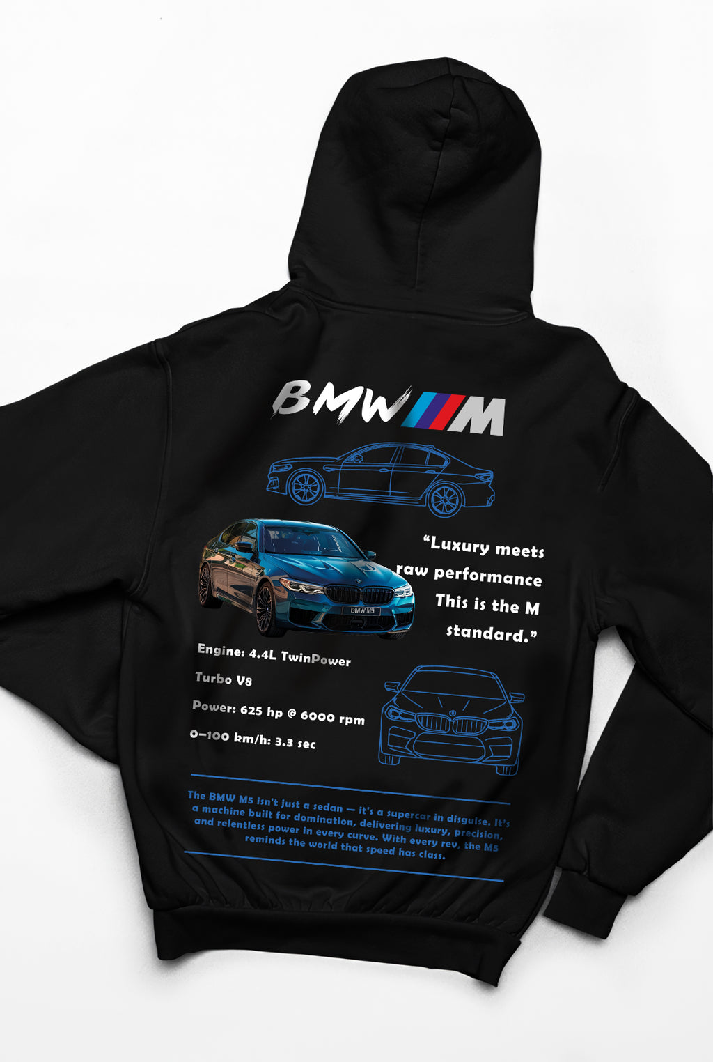 BMW M5 Hoodie – Limited Edition, Unisex Oversize Kapüşonlu Sweatshirt, 3 İplik Şardonlu