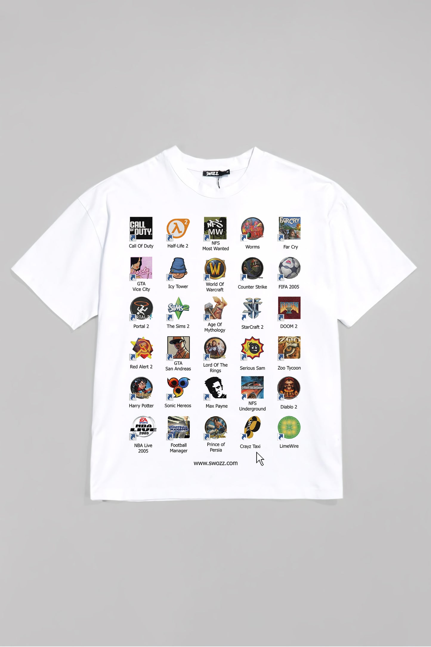 Retro Oyun İkonları Tasarımlı Regular Fit Unisex Premium Beyaz Trend Tişört