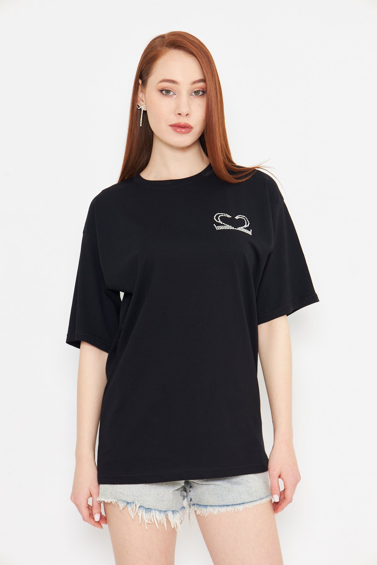 Motive Taş Baskılı Tshirt Oversize Unisex