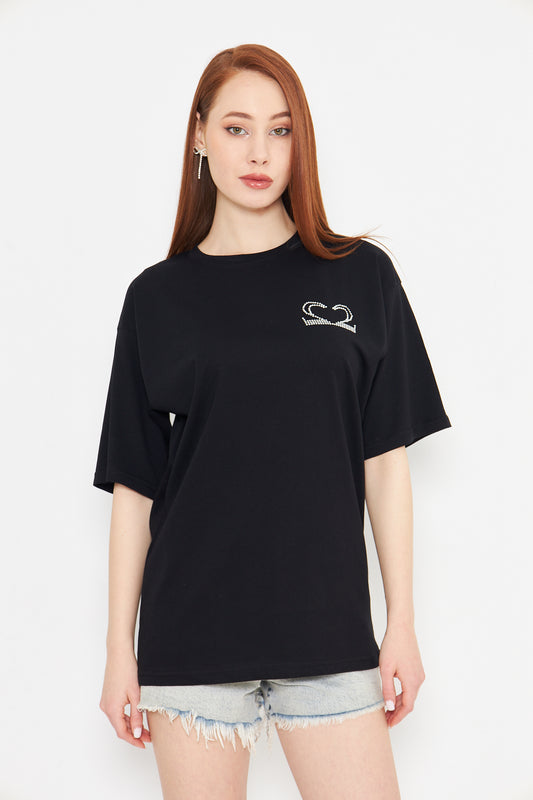 Motive Taş Baskılı Tshirt Oversize Unisex