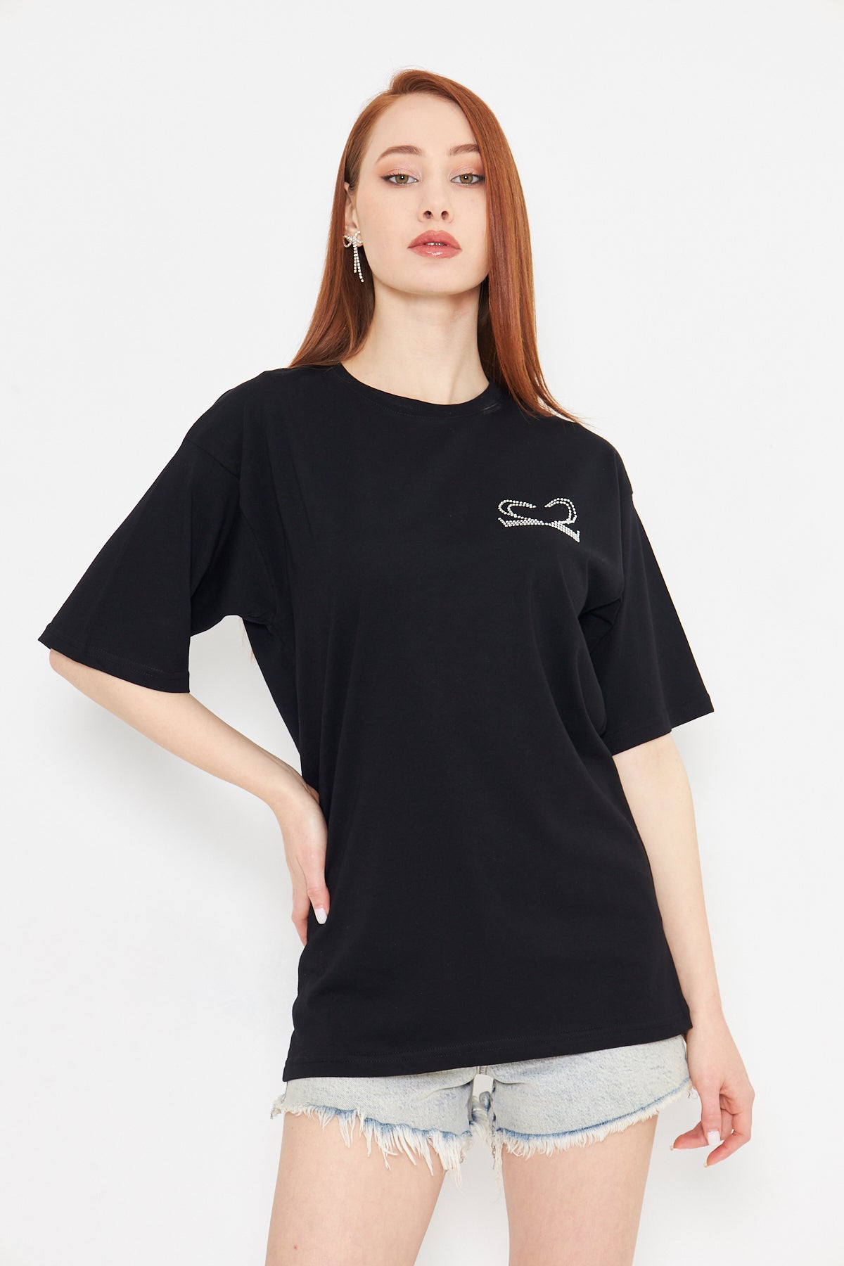 Motive Taş Baskılı Tshirt Oversize Unisex