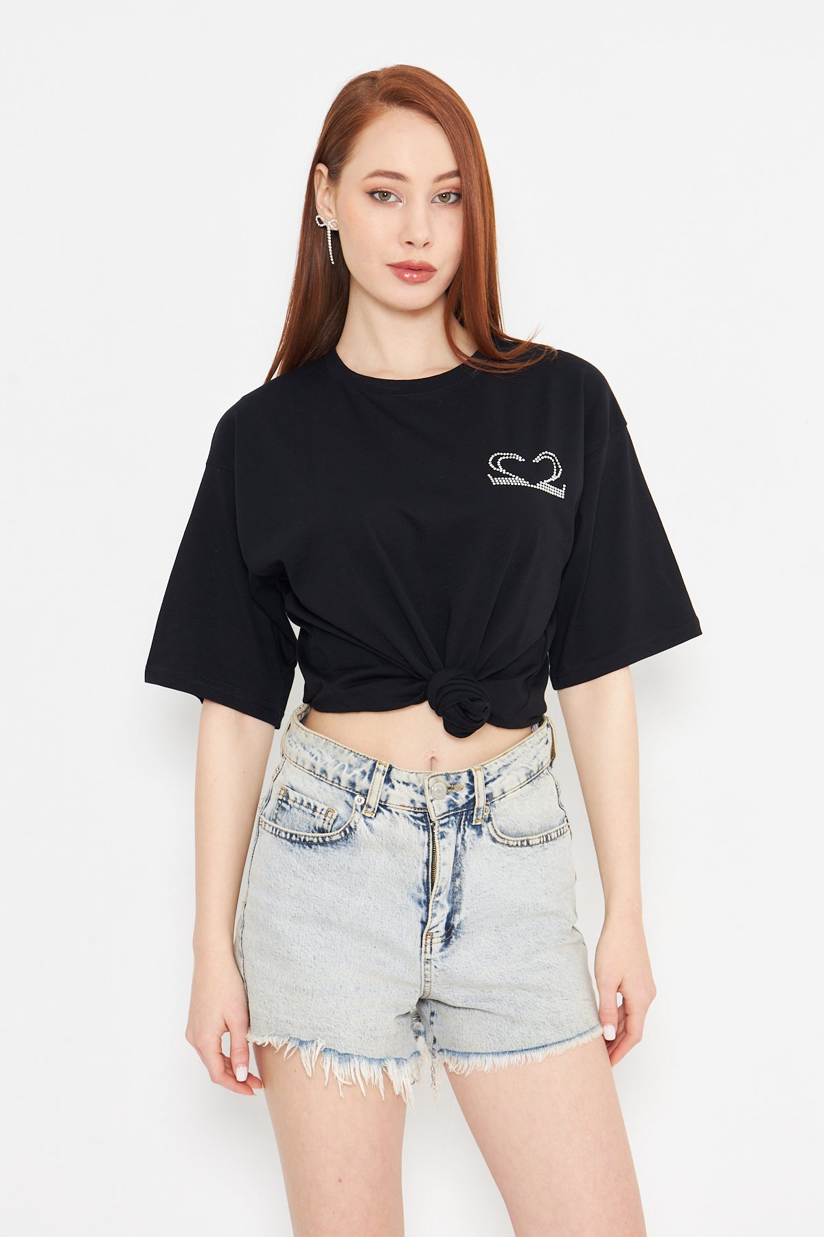 Motive Taş Baskılı Tshirt Oversize Unisex