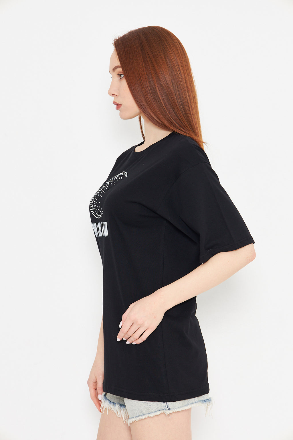 Ay Gibi Parla Taş Baskılı Tshirt Regular Kadın