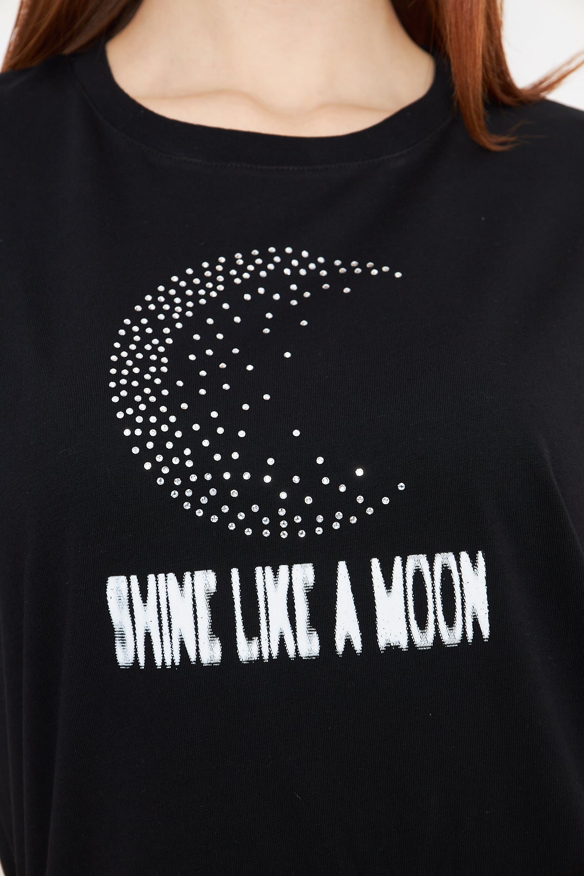 Ay Gibi Parla Taş Baskılı Tshirt Regular Kadın