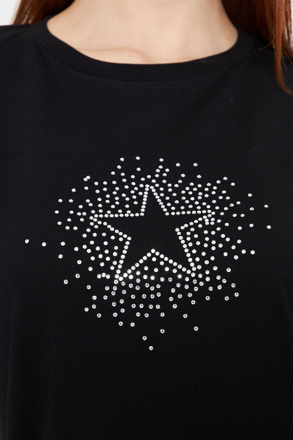 Taş Baskılı Yıldız Tshirt Regular Kadın