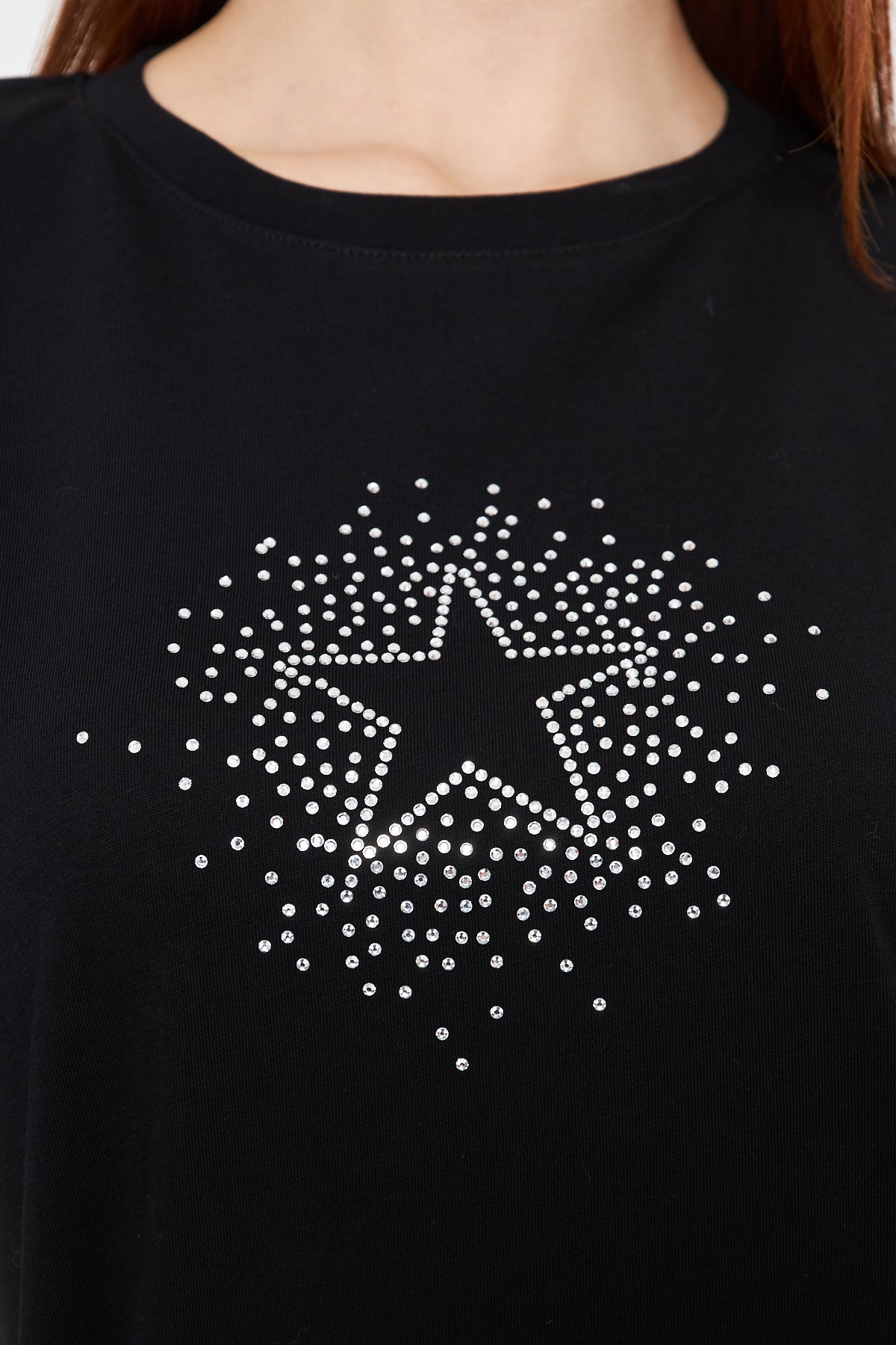 Taş Baskılı Yıldız Tshirt Regular Kadın