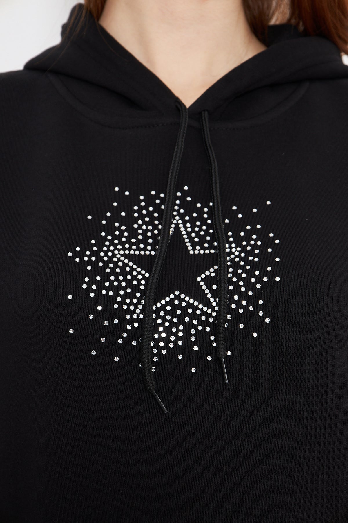 Taş Baskılı Yıldız Taşlı Sweatshirt