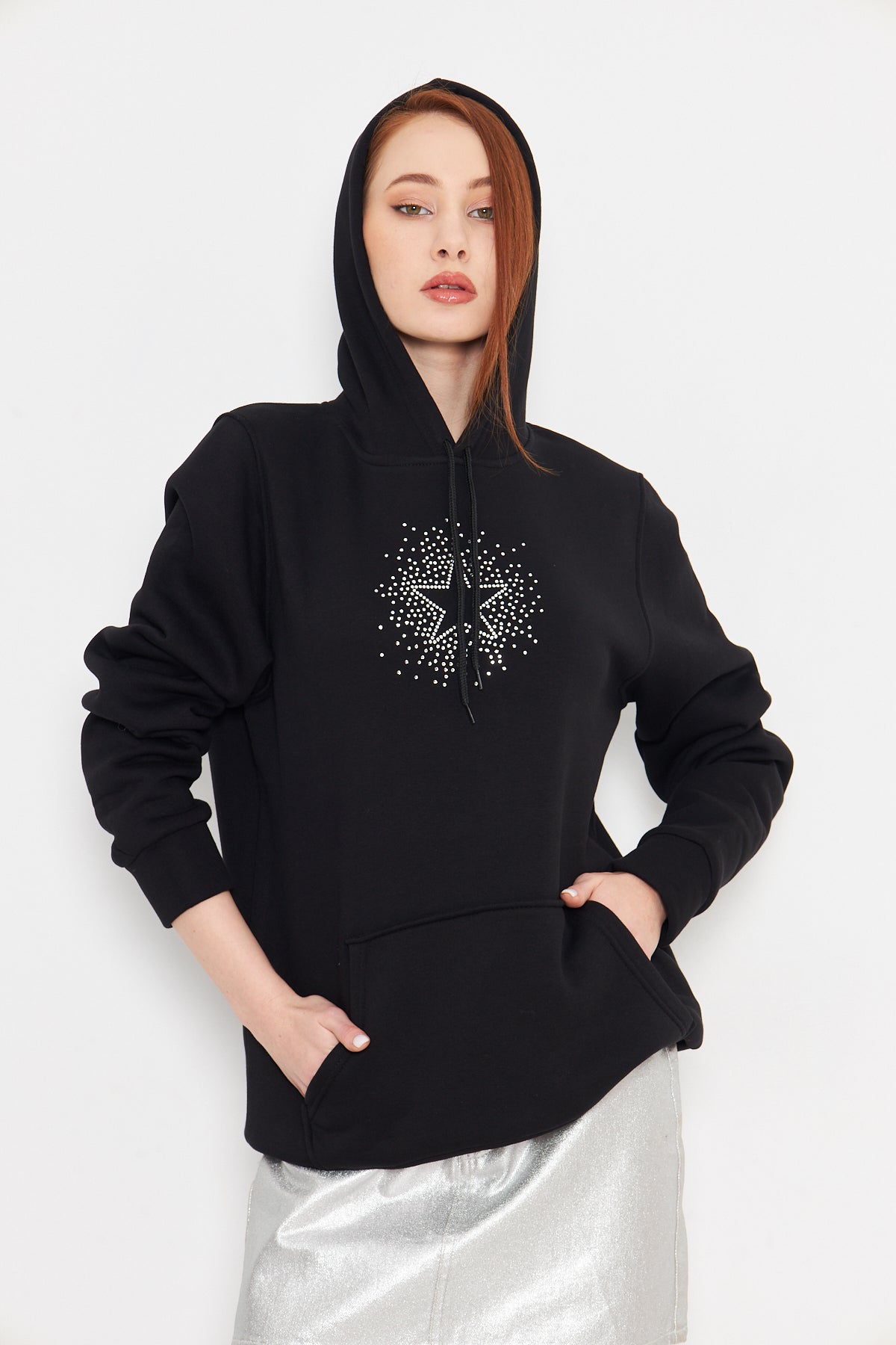Taş Baskılı Yıldız Taşlı Sweatshirt