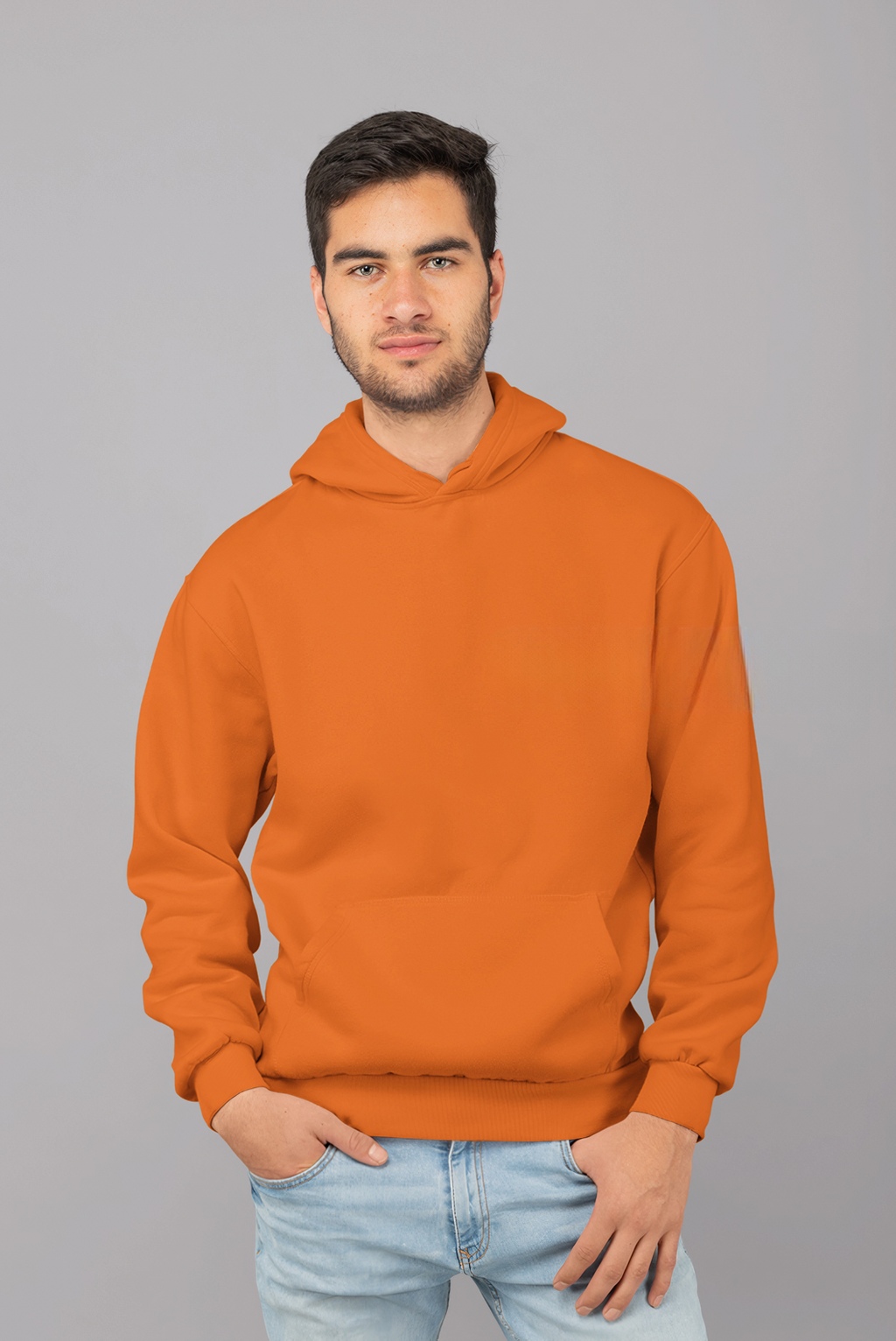 Turuncu Basic Regular Fit Hoodie – Unisex, Premium 3 İplik Şardonlu Kapüşonlu Sweatshirt