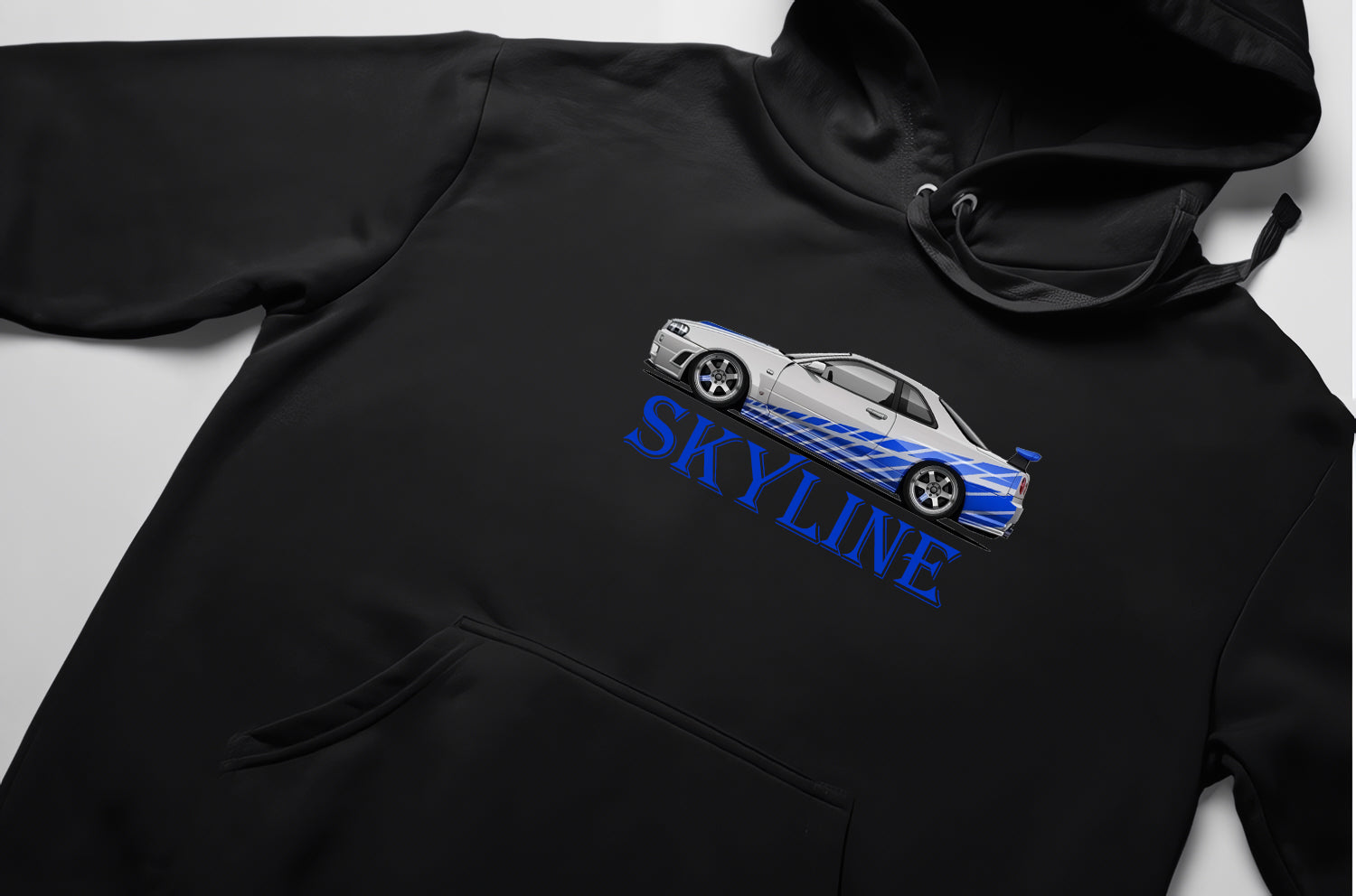 Nissan Skyline Ön ve Sırt Baskılı Siyah Unisex Oversize Sweatshirt Hoodie