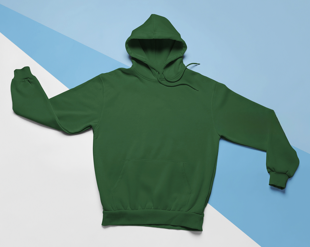 Yeşil Basic Regular Fit Hoodie – Unisex, Premium 3 İplik Şardonlu Kapüşonlu Sweatshirt