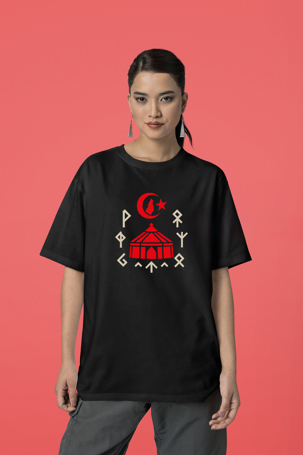 Türk Otağ Tasarımı Regular Fit Siyah Unisex Tişört Tamga Koleksiyonu