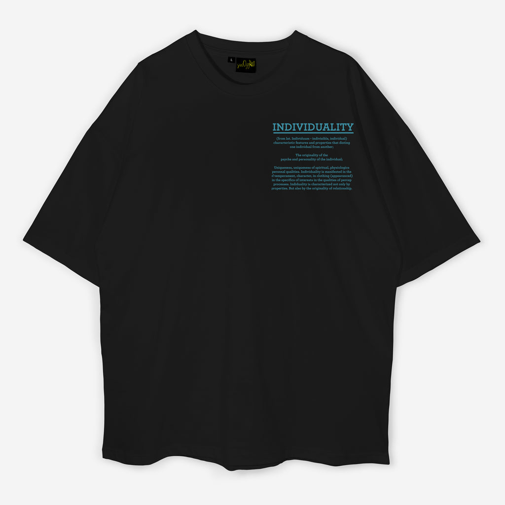 Personality El Baskılı Unisex Regular Siyah Tişört Ön ve Arka Tasarım