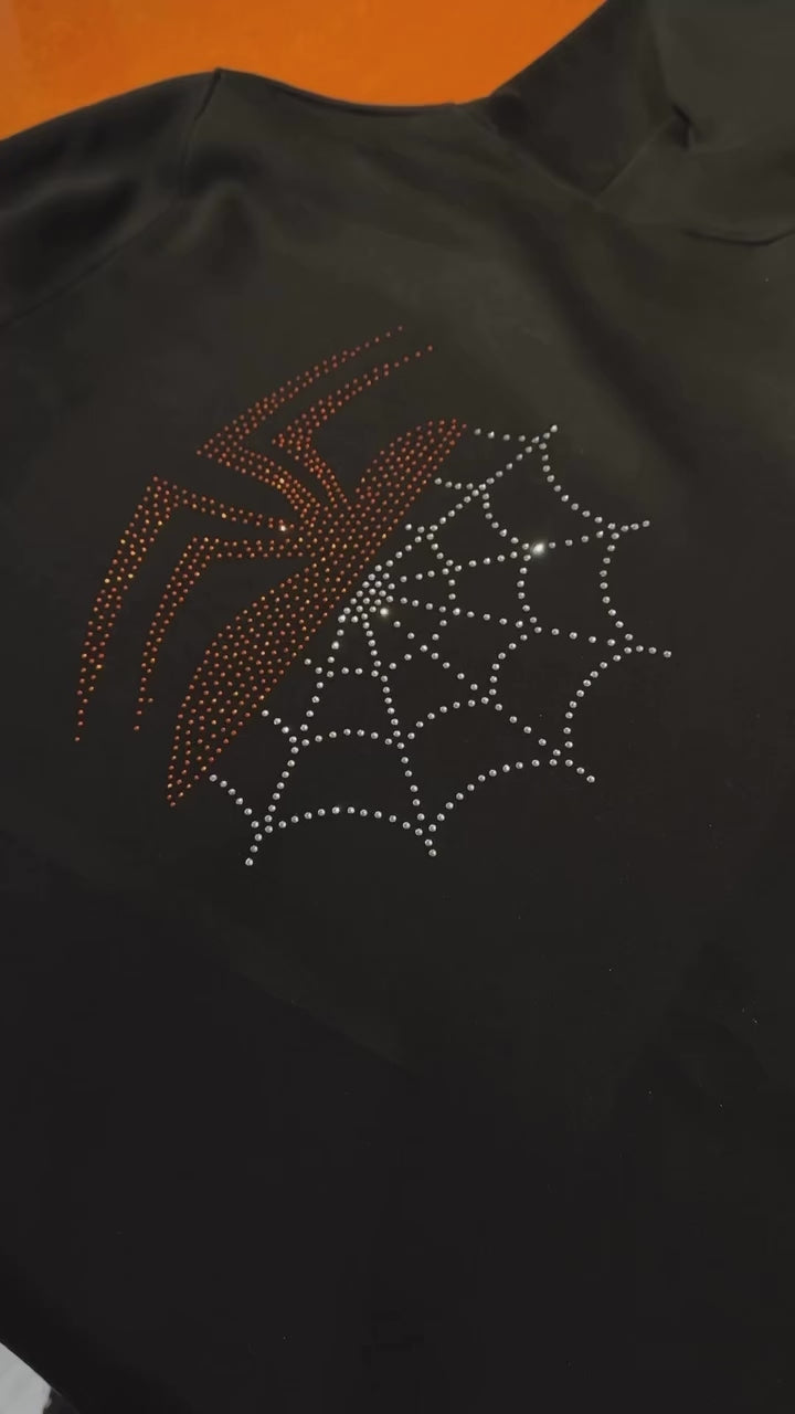 Unisex Spiderman Taş Baskılı Sweatshirt Siyah