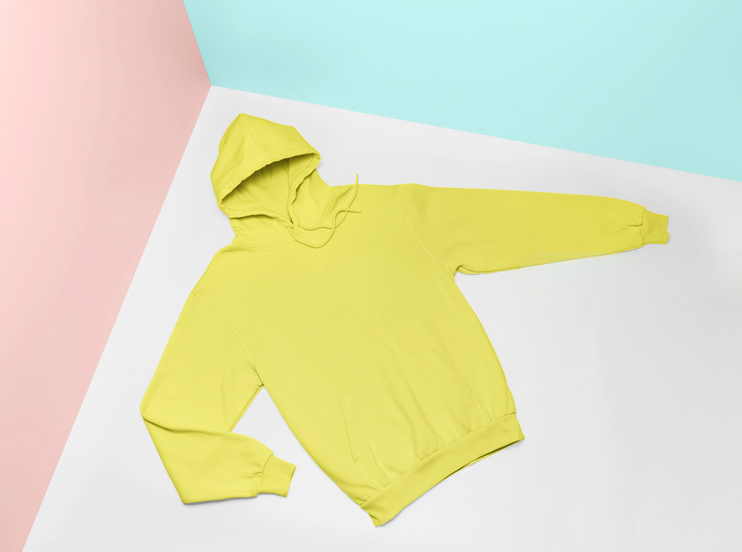 Sarı Basic Regular Fit Hoodie – Unisex, Premium 3 İplik Şardonlu Kapüşonlu Sweatshirt