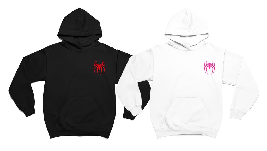Spiderboy ve Spidergirl Baskılı 2'li Sevgili Kombini Çift Hoodie Kapşonlu Sweatshirt