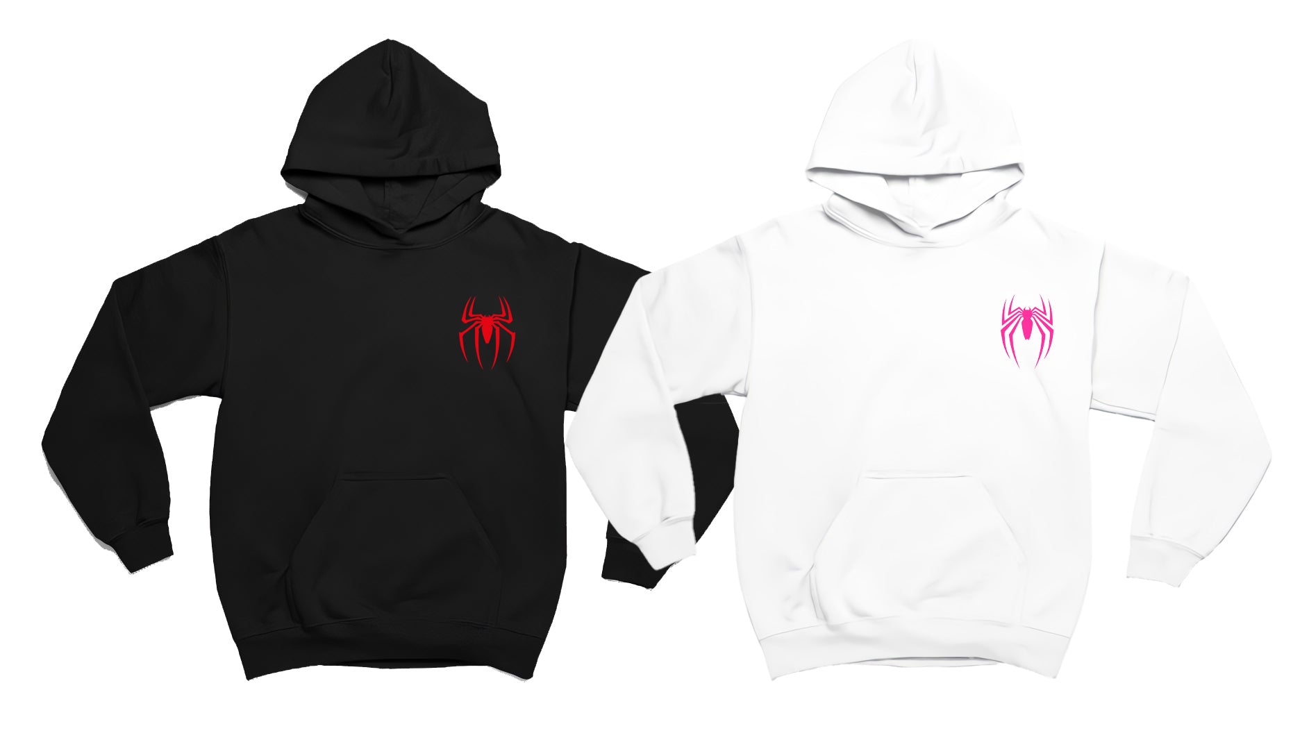 Spiderboy ve Spidergirl Baskılı 2'li Sevgili Kombini Çift Hoodie Kapşonlu Sweatshirt