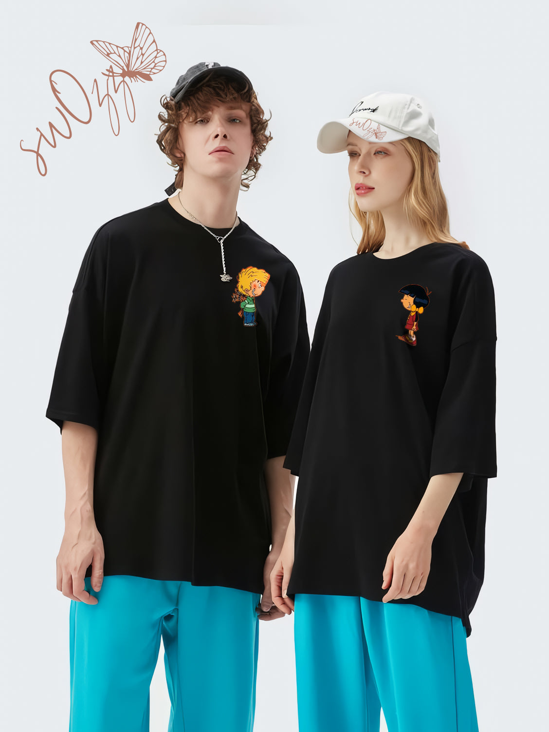 Cedric Ve Chen Baskılı Sevgili Tişört Kombini Çift Tshirt 2 Adet