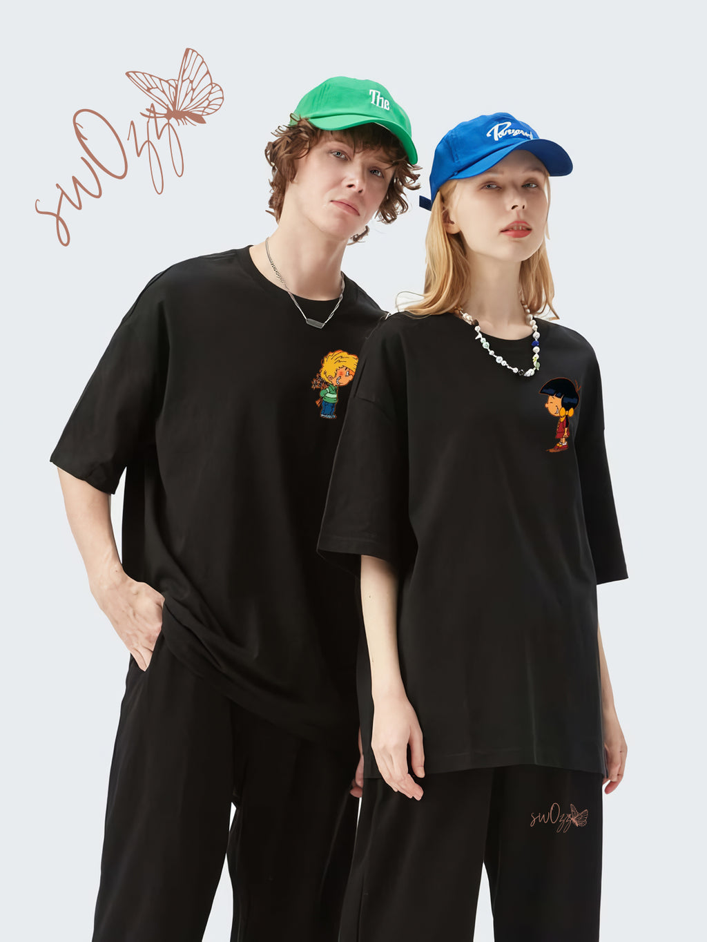 Cedric Ve Chen Baskılı Sevgili Tişört Kombini Çift Tshirt 2 Adet