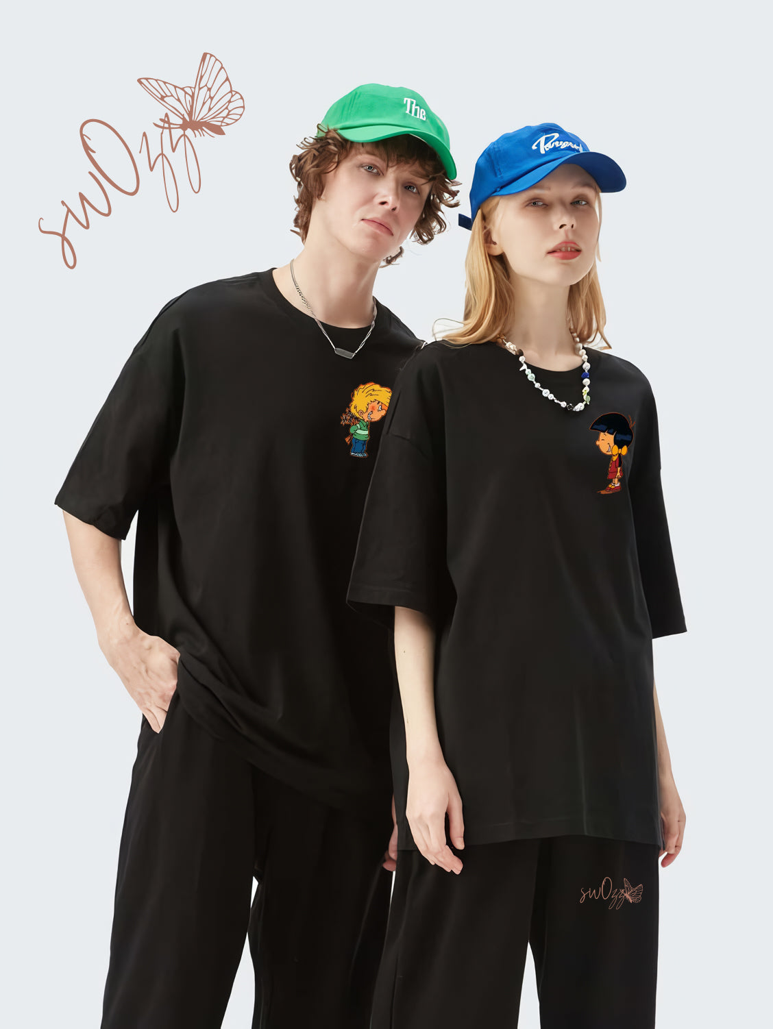 Cedric Ve Chen Baskılı Sevgili Tişört Kombini Çift Tshirt 2 Adet