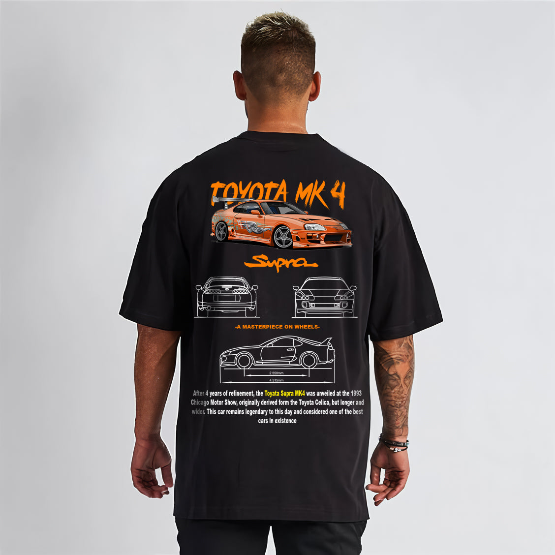 Supra MK4 Baskılı Yüksek Kaliteli Unisex Beyaz ve Siyah Regular Tshirt