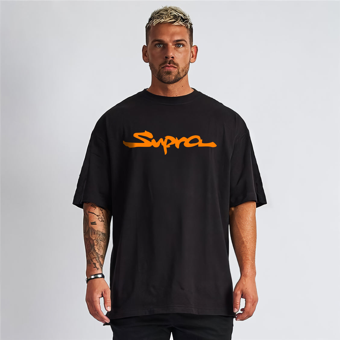 Supra MK4 Baskılı Yüksek Kaliteli Unisex Beyaz ve Siyah Regular Tshirt
