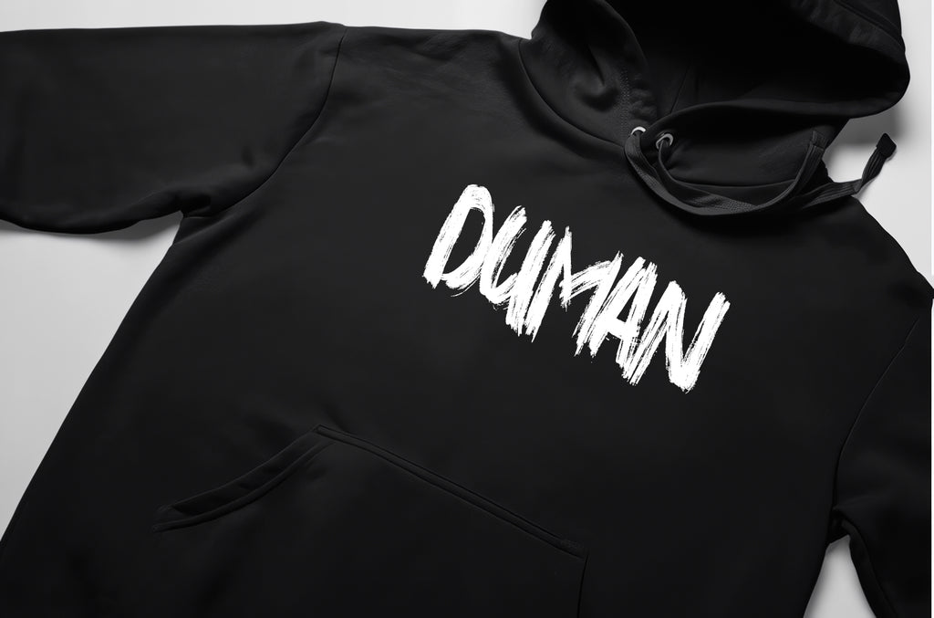Duman Yazılı Siyah Hoodie – Unisex Oversize