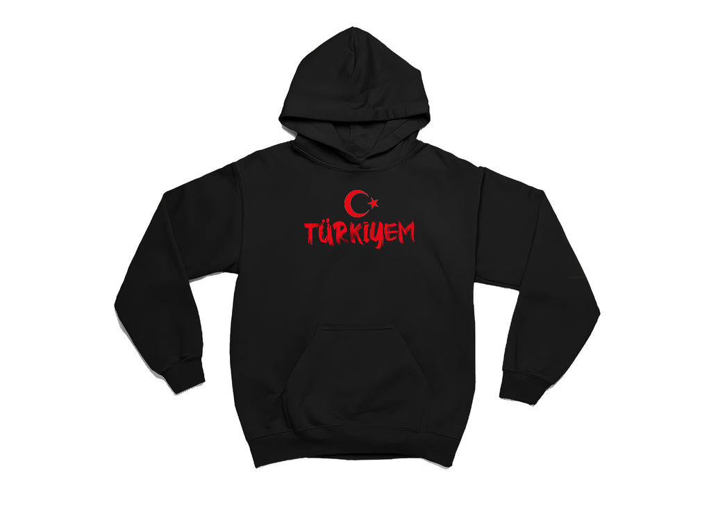 Türkiye 'm Baskılı 3 İplik Şardonlu Kalın Kışlık Sweatshirt Hoodie