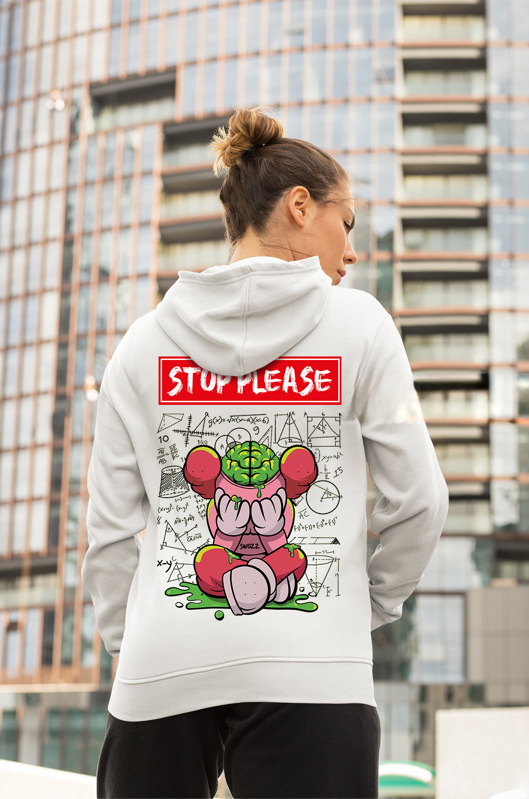 Stop Please Baskılı 3 iplik Kalın Kışlık Özel Tasarım Sweatshirt Hoodie