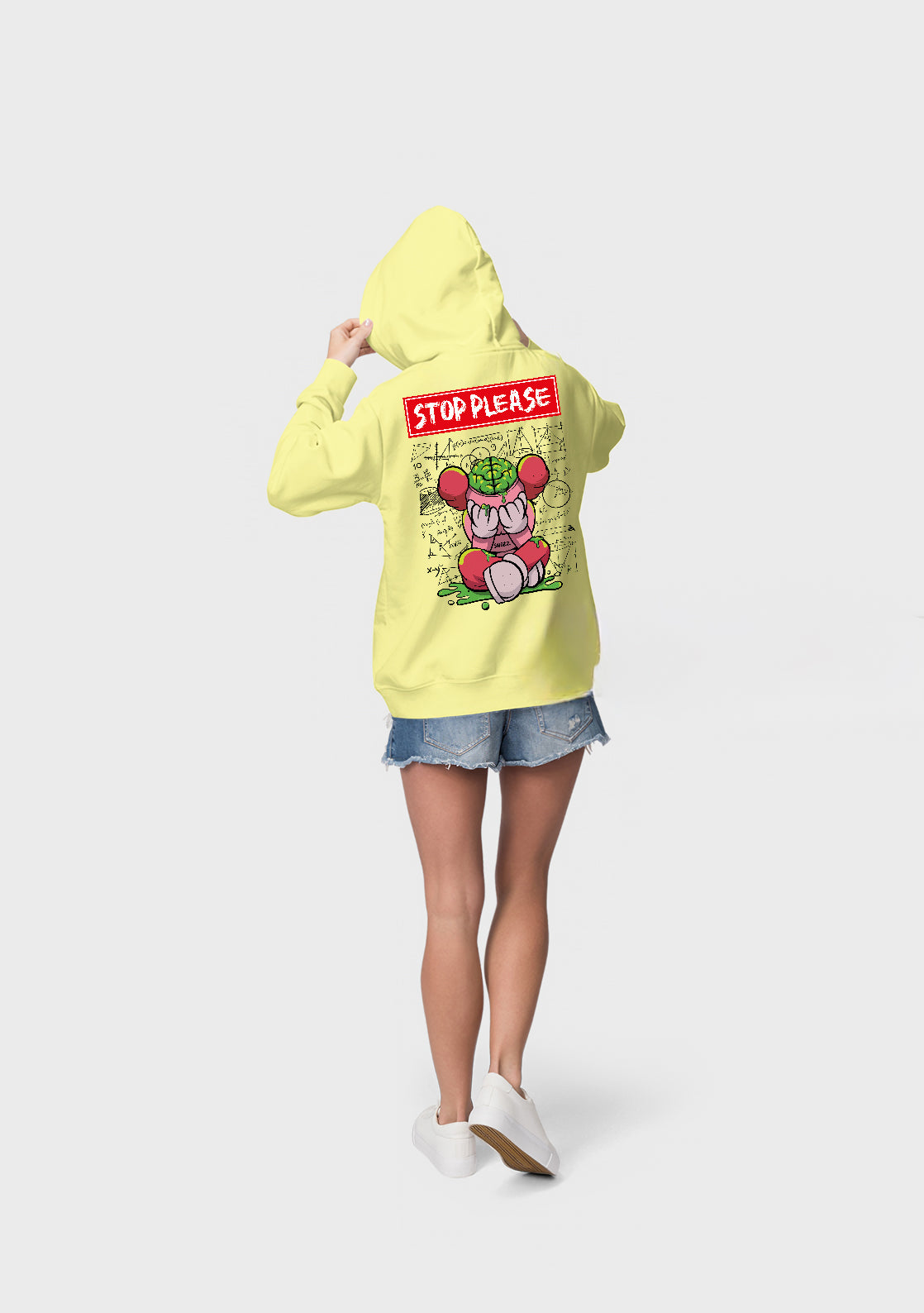 Stop Please Baskılı 3 iplik Kalın Kışlık Özel Tasarım Sweatshirt Hoodie