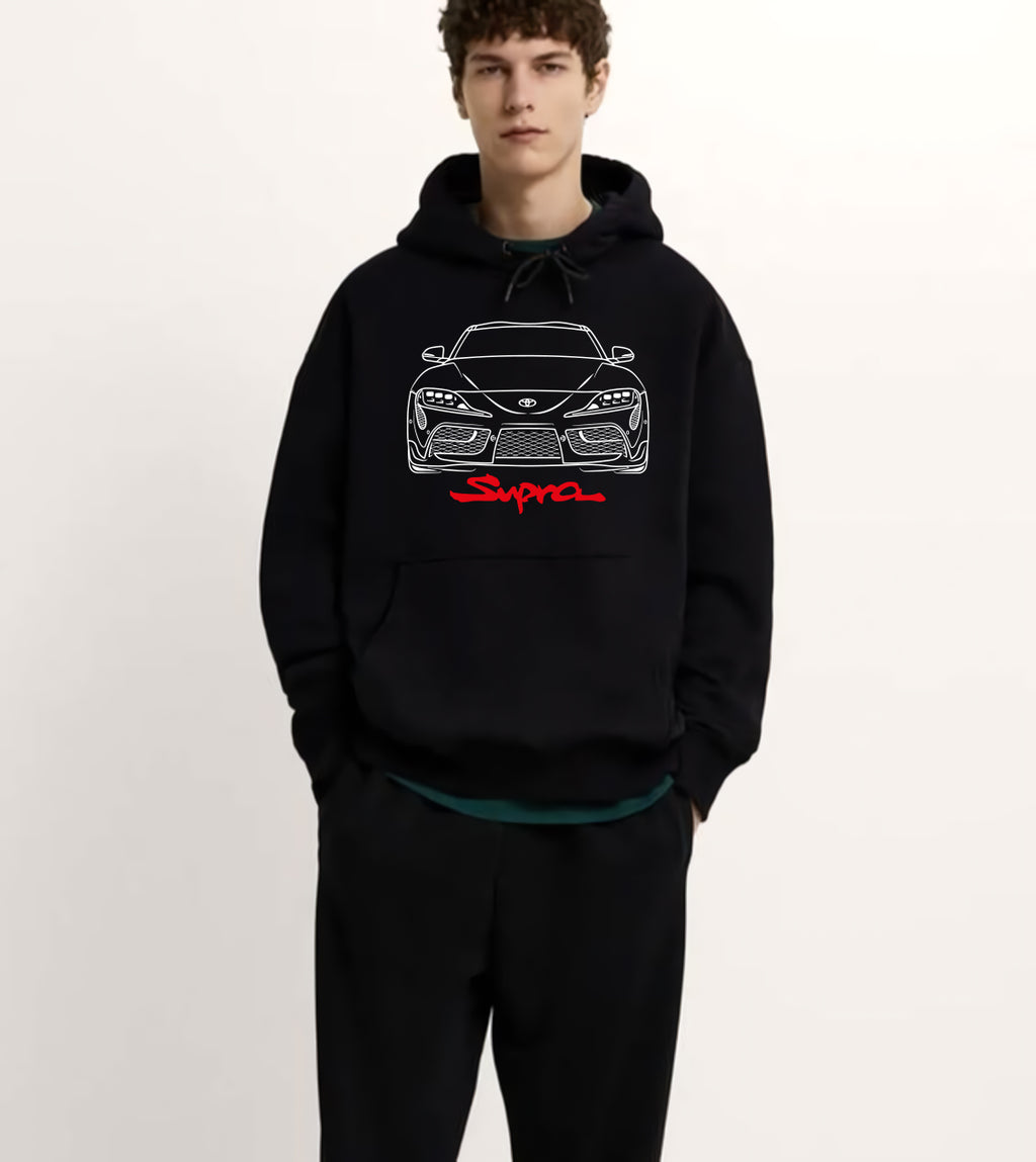 Toyota Supra Baskılı Kalın Pamuklu Oversize Unisex Siyah Sweatshirt