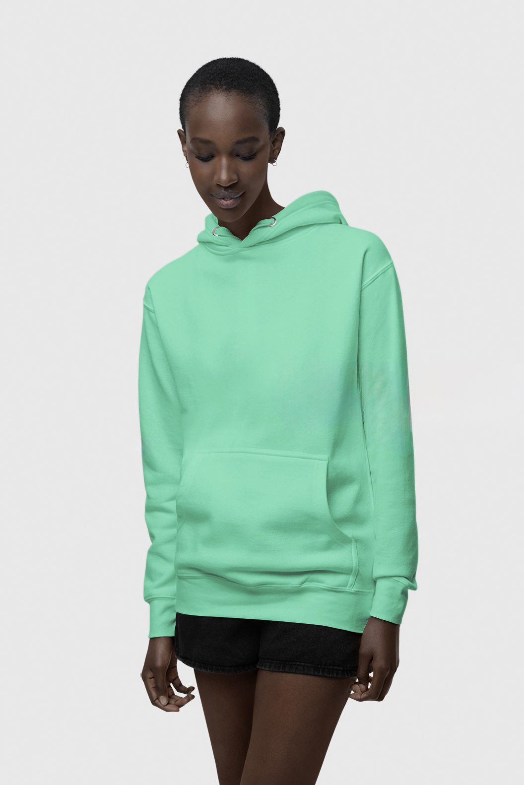 Su Yeşili  Basic Regular Fit Hoodie – Unisex, Premium 3 İplik Şardonlu Kapüşonlu Sweatshirt