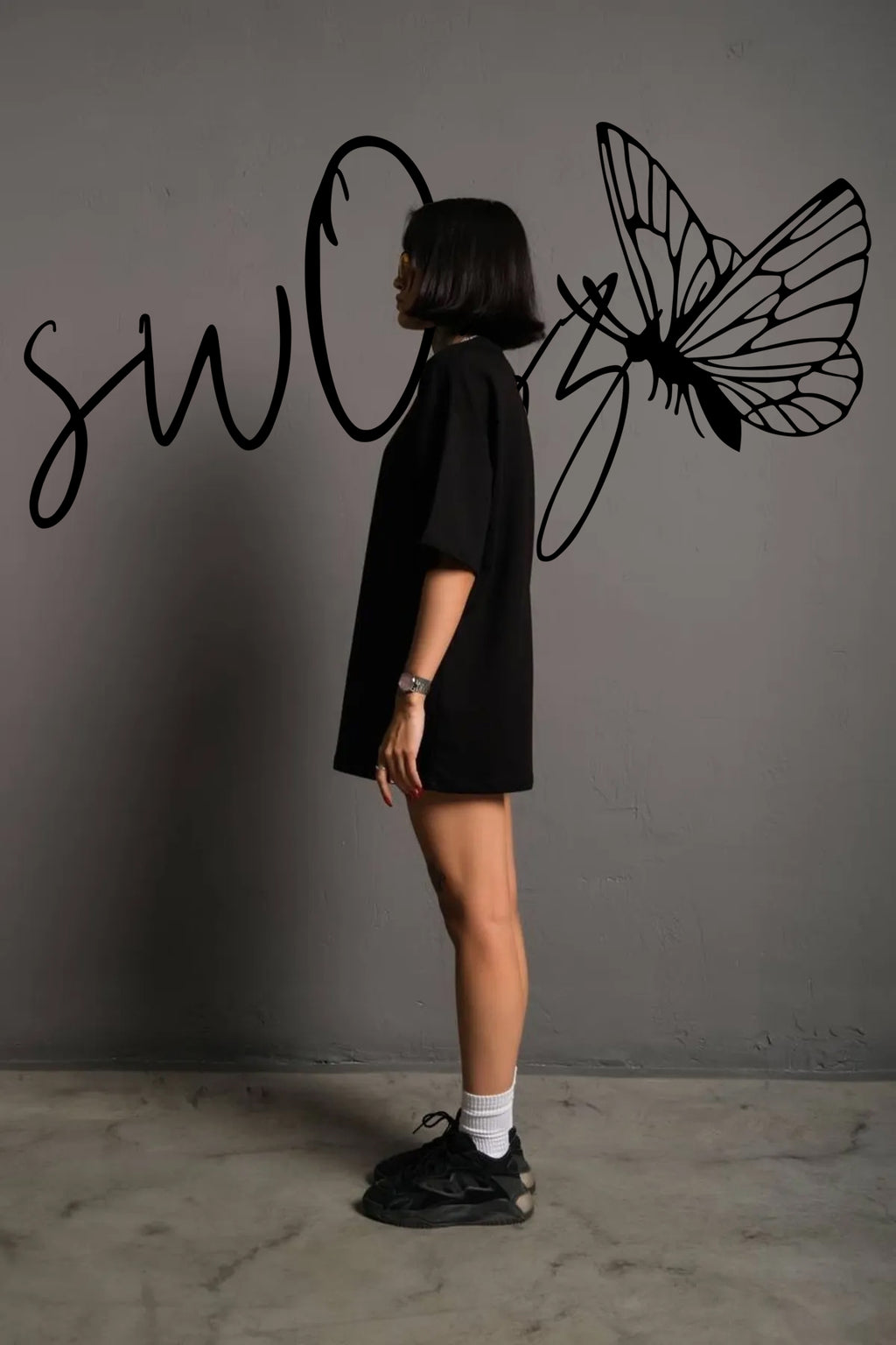 Ateş Ve Su Baskılı Özel Tasarım Regular Siyah 2 Adet Tshirt Sevgili Kombini