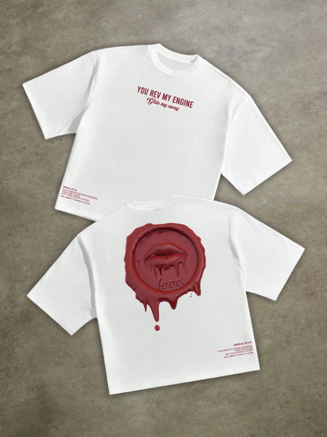 Love Damga Tasarımı Beyaz Unisex Özel Tasarım Premium Tişört | Sokak Stili Yazılı Model