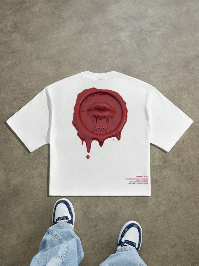 Love Damga Tasarımı Beyaz Unisex Özel Tasarım Premium Tişört | Sokak Stili Yazılı Model