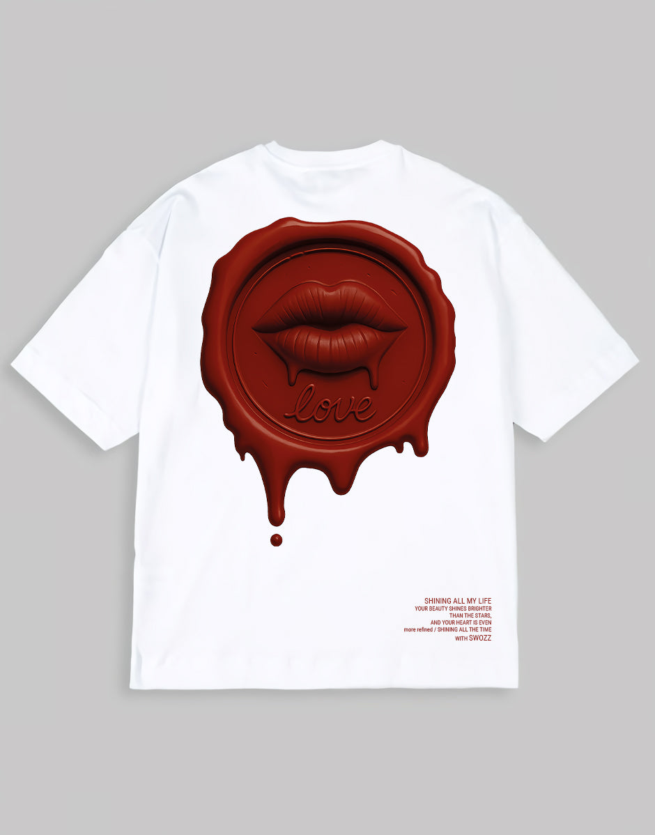 Love Damga Tasarımı Beyaz Unisex Özel Tasarım Premium Tişört | Sokak Stili Yazılı Model